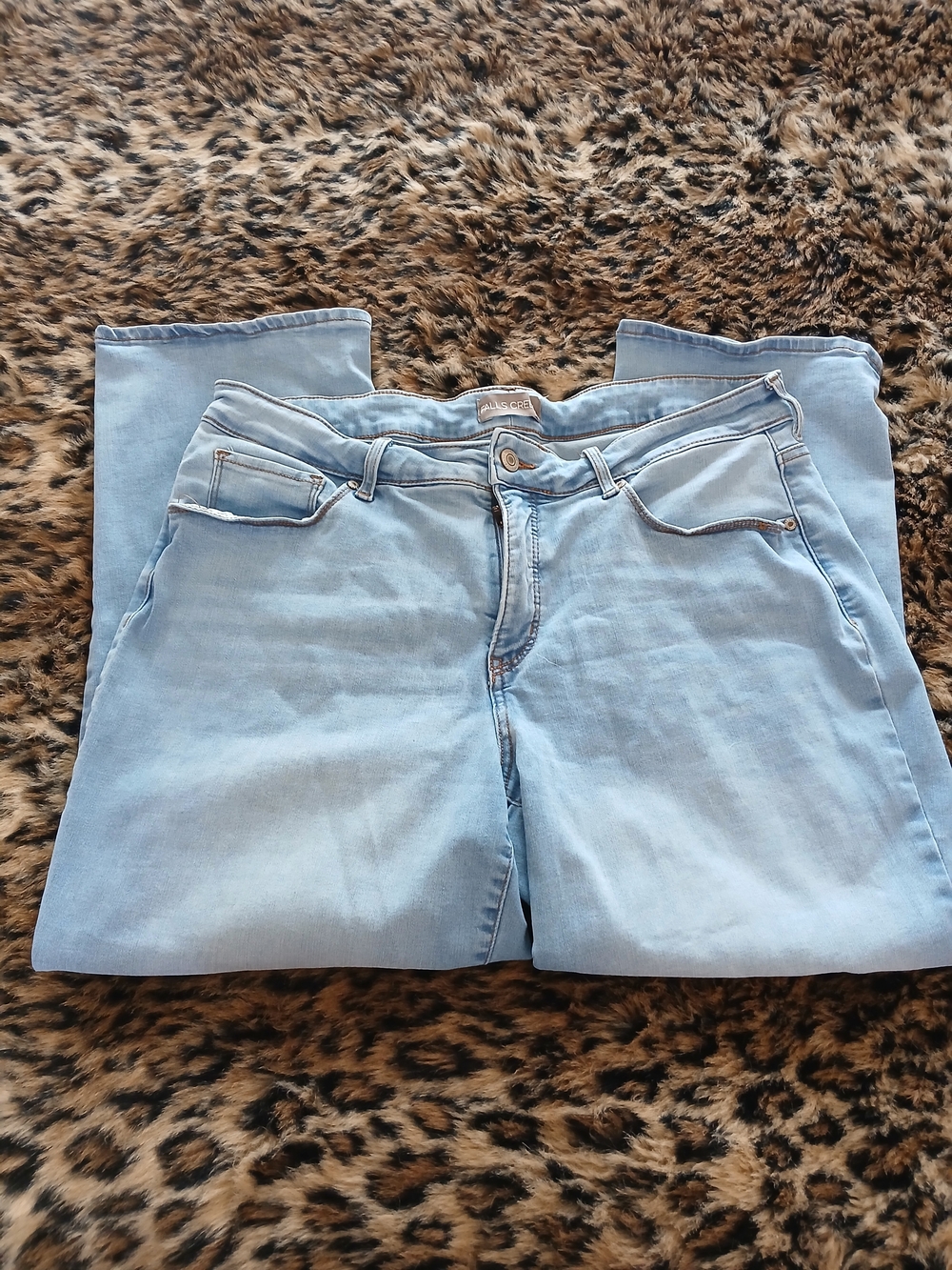 Falls Creek Straight Leg High Rise Stretchy Womans Casual Blue Jeans Size 18